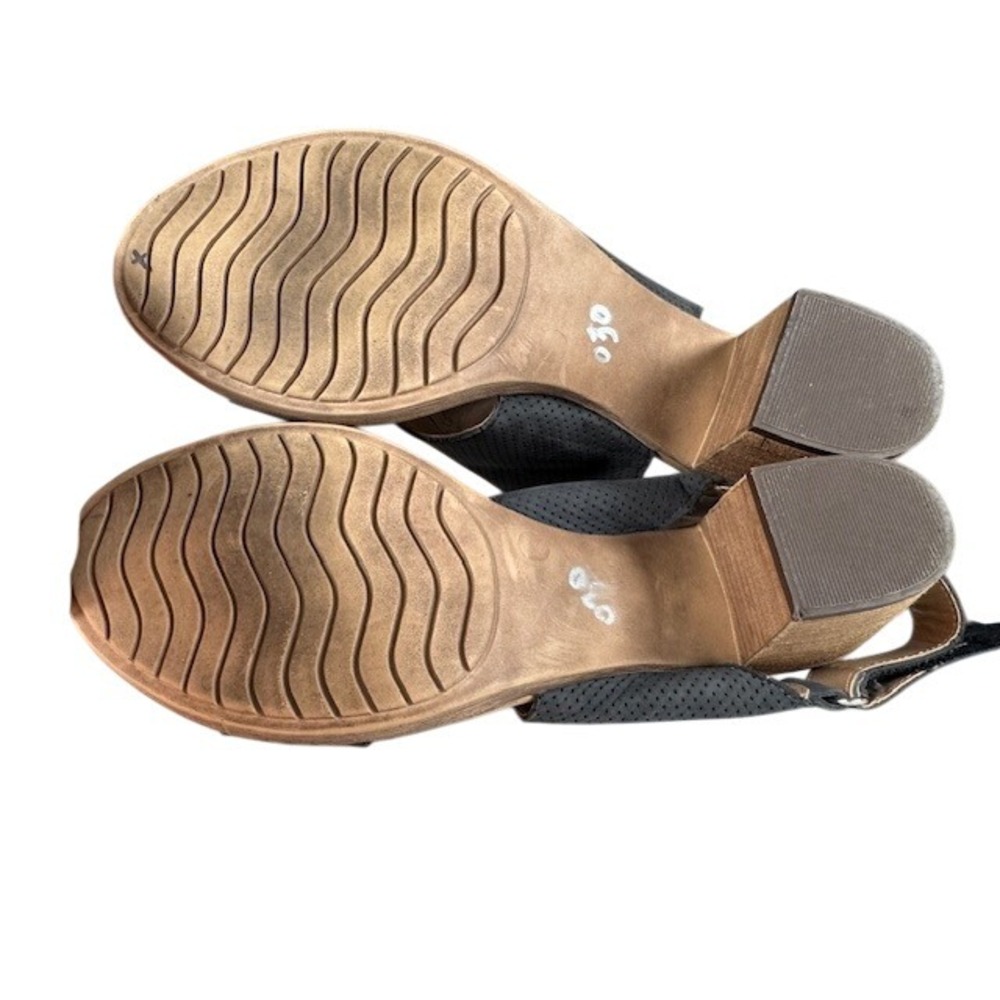 Sophia Milano Gray Perforated Slingback Block Heel Sandals Made in Italy - 9 - Picture 11 of 11